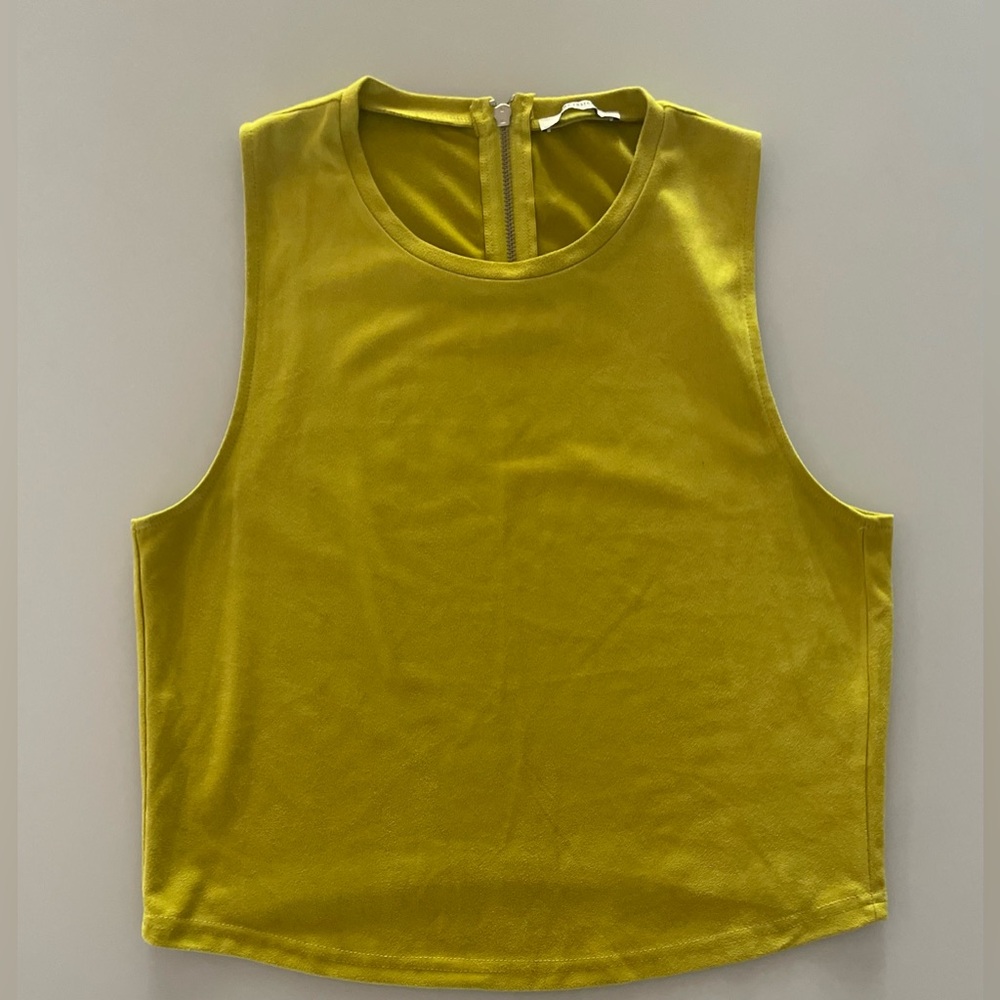 Zara Women’s Lime Green Faux Suede Sleeveless Top - Size L - NWOT